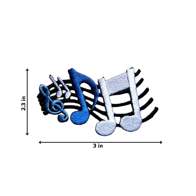 Graphic Dust Musical Notation Music Note Symbol Embroidered Iron On Patch - 1 Patch - Rectangular - 3x2.3 inches - Image 2